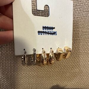 Urban Outfitters Silver and Gold Hoop Earrings Set